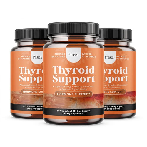 Three bottles of Phasea Thyroid Support, the Buy 2 Get 1 Free bundle